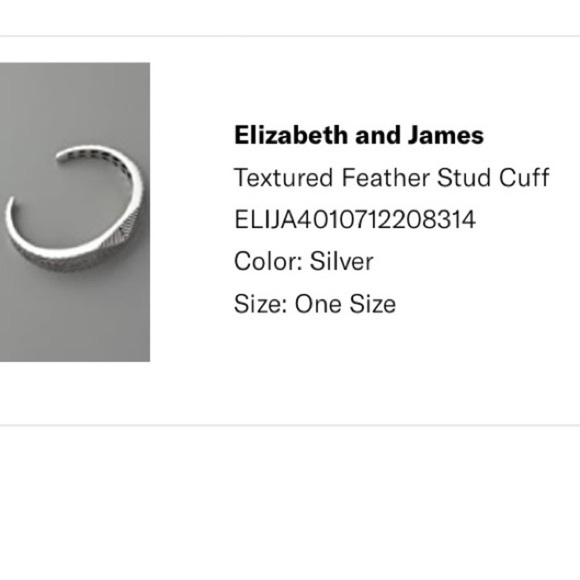 COPY - Elizabeth and James Textured Feather Stud Cuff bracelet sterling silver - Picture 10 of 11